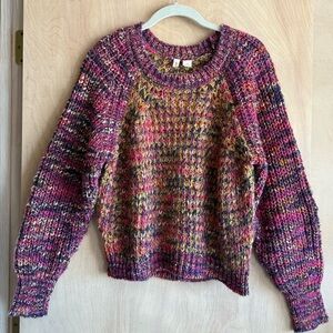 Moth Anthropologie Hillwalk Wool Mohair Chunky Knit Multicolor Sweater Womens XS